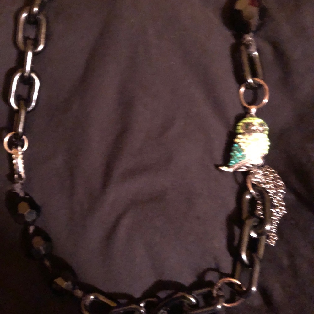 Parrot Rhinestone Encrusted Chain Loop Necklace - image 1